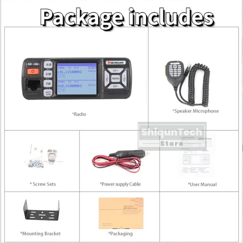 Baojie BJ-318 Mini Car Radio Station Mobile Radio 20/25W VHF/UHF Dual Band 256CH Tri-Power CB Transceiver Long Range Car Radios