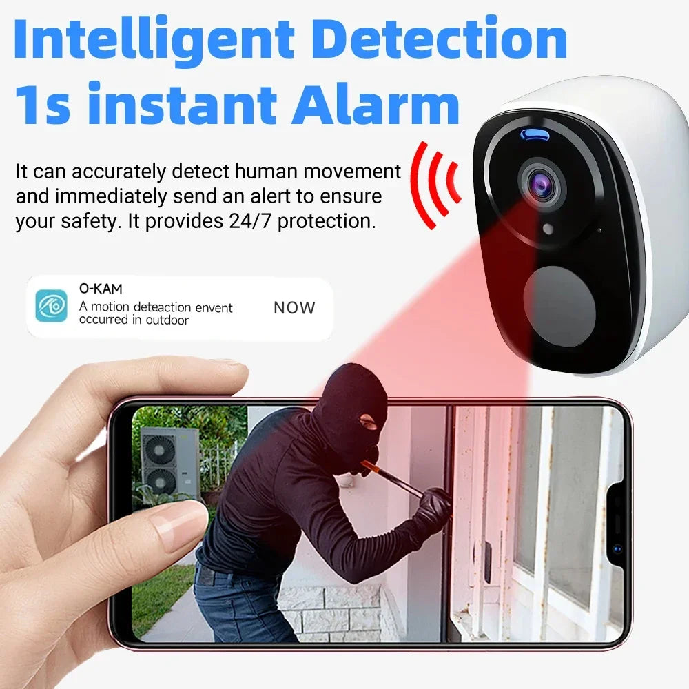 2K 4G Solar Security Camera WiFi Outdoor PIR Motion Detection Color Night Vision Waterproof Battery Powered 2-Way Audio Home