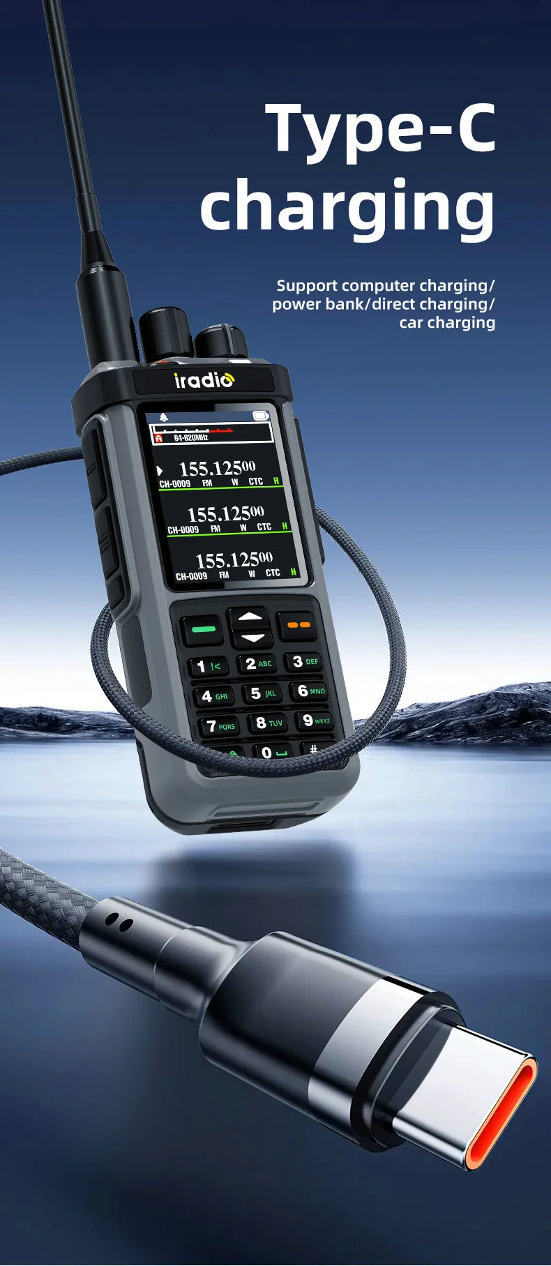 Iradio UV-98 PLUS talkie-walkie répéteur de bande transversale 2.4 "grand écran USB LSB CW CB SSB HF Radio amateur UV-88 RT-860