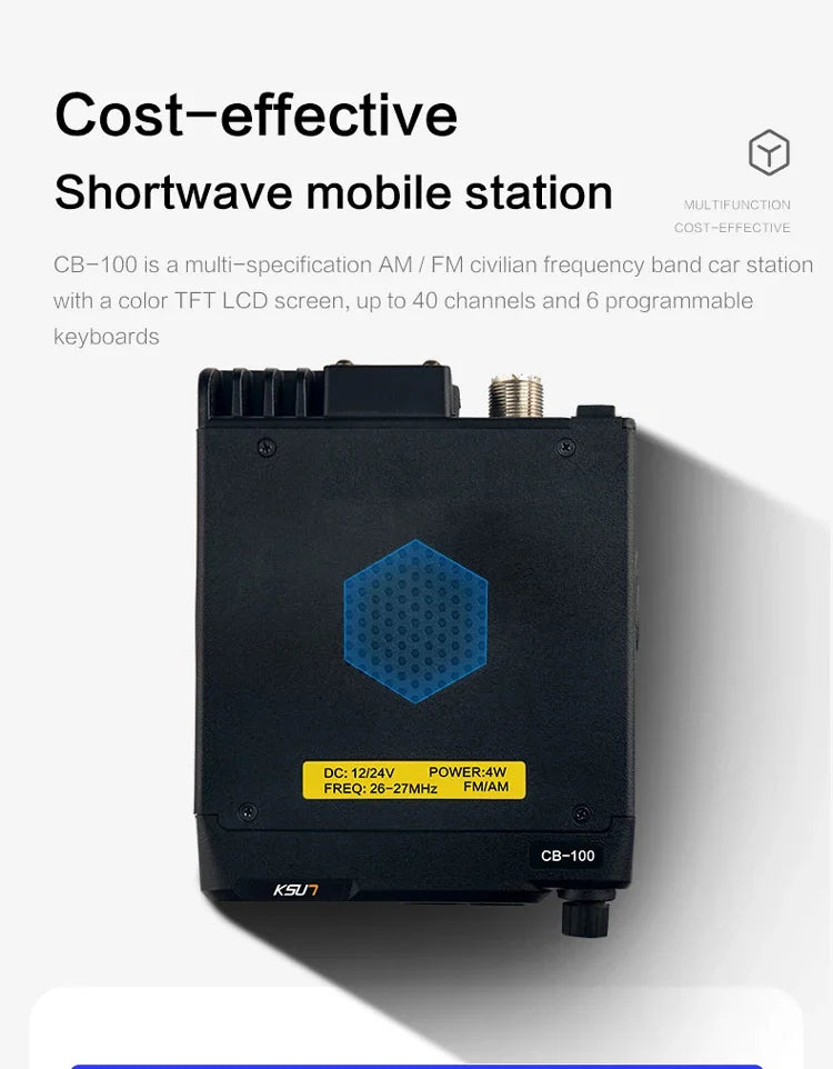 Mobile Walkie Talkie Radio Receiver Shortwave Transceiver AM FM SSB 27MHz Vehicle Mouted Base Station Car CB Radio for Truck Car