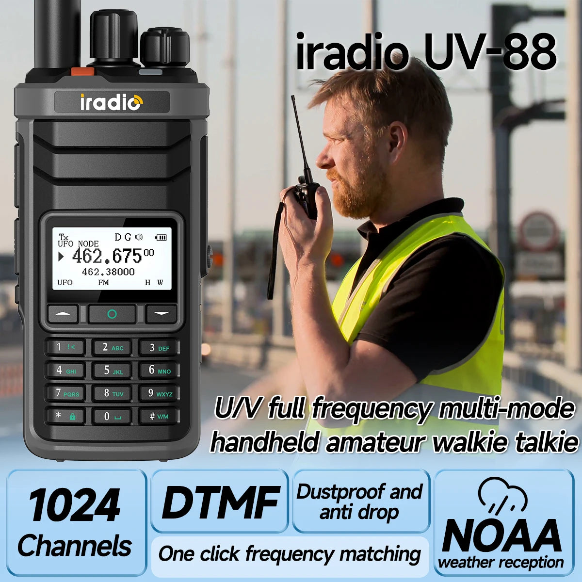 Iradio UV-88 Ham Radio with Short Wave HF SSB CB RX Dual Band Walkie Talkie AM USB LSB CW 1024 Channels Type-C Battery Radio