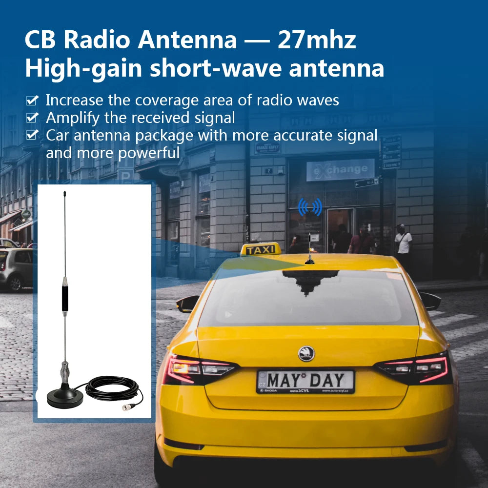 CB Antenna 27MHZ CB Radio Antenna Portable Indoor Outdoor Magnetic CB Antenna Heavy Duty Magnet Mount Mobile Car Radio