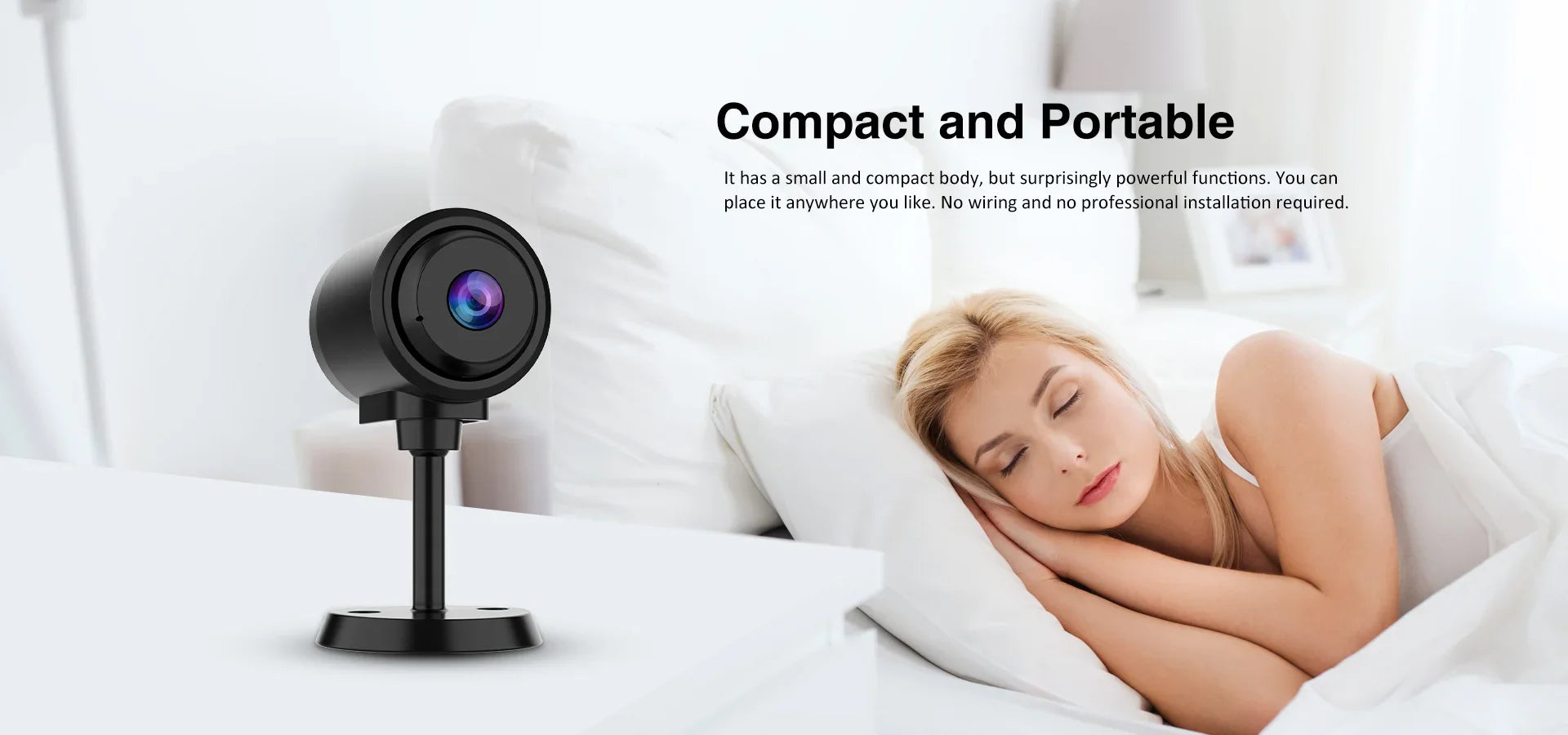 WiFi Security Camera  Mini Smart HD Night Vision IP Webcam Home Motion Detection Alerts Bluetooth Network Surveillance Cam