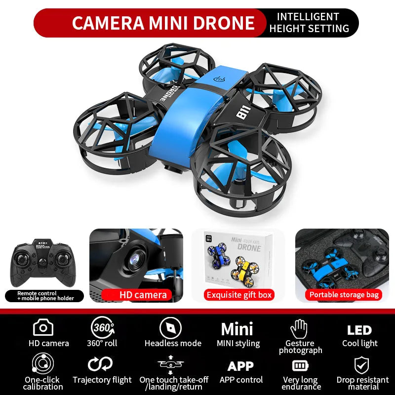 Dowellin D12 Drone Mini Remote Control Aircraft New Children's Toy HD Dual Camera Fixed Height RC Quadcopter Starter Gifts
