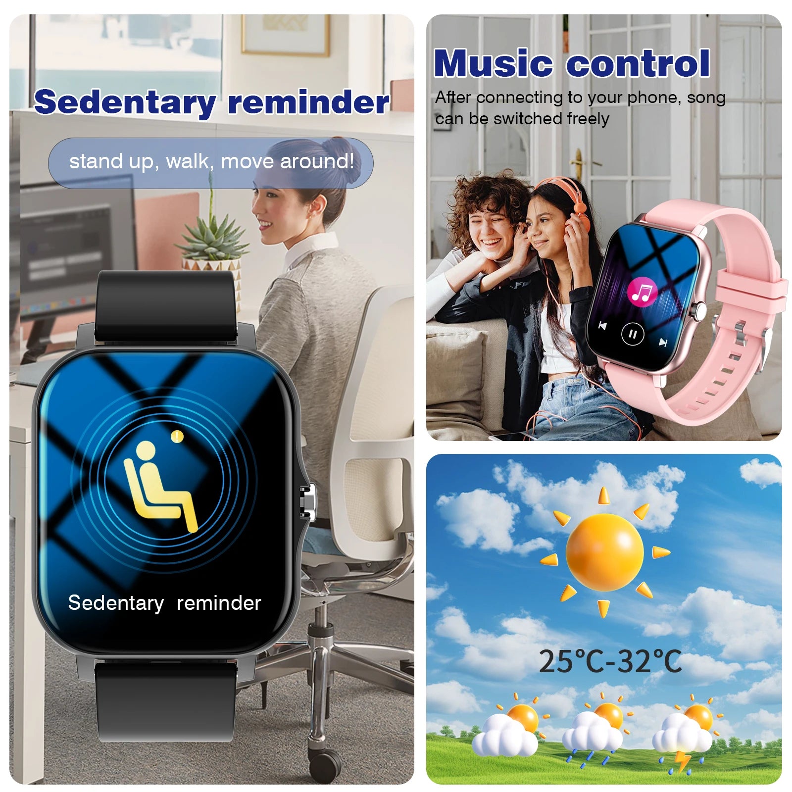 Smart Watch Multi-functional sports smart watch ,Wireless Calling, Personalized the Watch Faces,Music control