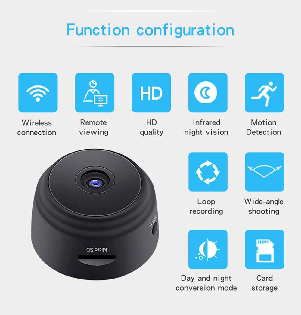 Wireless Mini WiFi Security Camera with Night Vision Motion Detection Rechargeable Battery Easy to Mount & App-Controlled