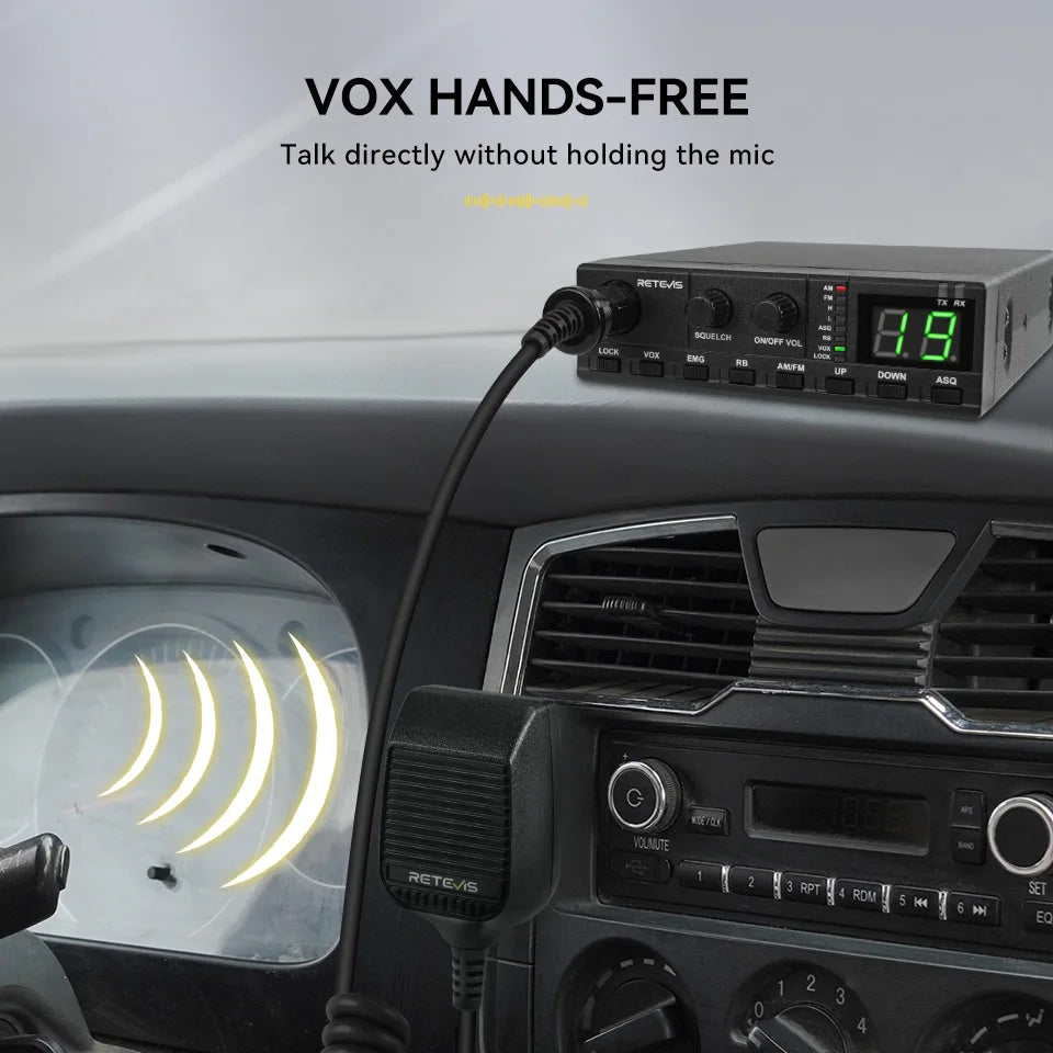 Retevis MB62 CB Radio 27Mhz FM/AM 40-Channel 4W CB Mobile Radio for EU PL DE CE UK IN US IT Countries