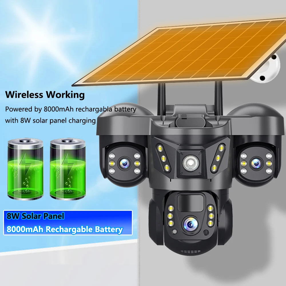 WiFi Solar Outdoor Surveillance Camera PIR Humanoid Auto Tracking Security Cameras Smart Home Protection PTZ Wireless IP CCTV