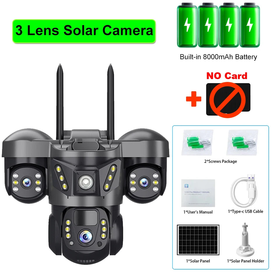 WiFi Solar Outdoor Surveillance Camera PIR Humanoid Auto Tracking Security Cameras Smart Home Protection PTZ Wireless IP CCTV