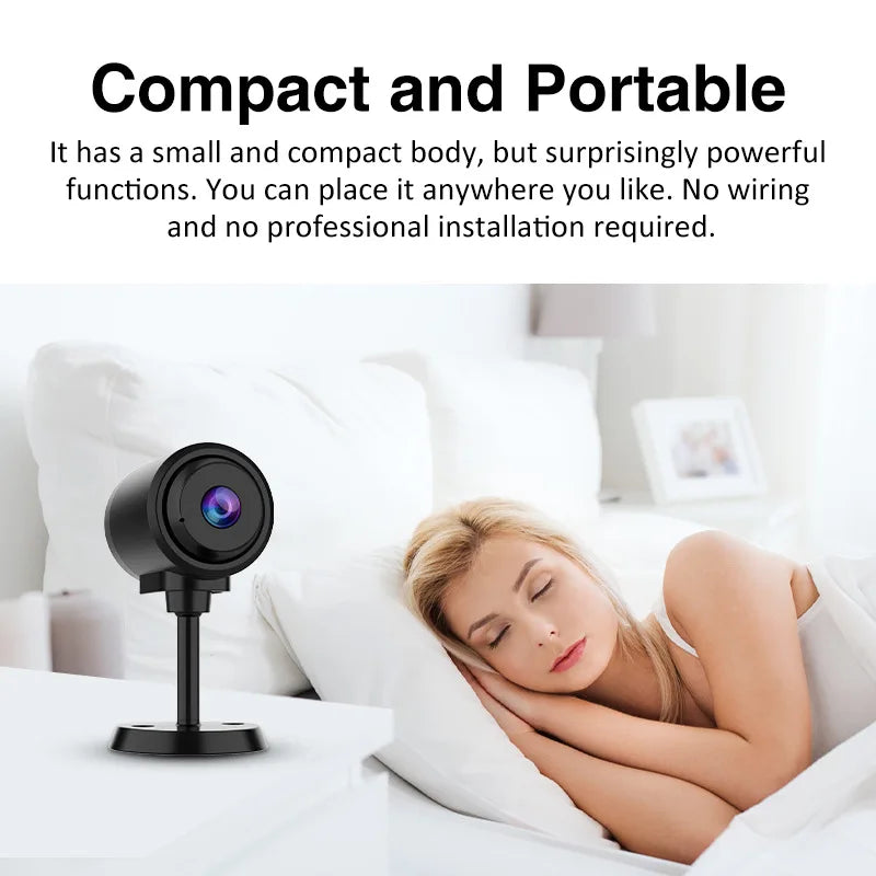 WiFi Security Camera  Mini Smart HD Night Vision IP Webcam Home Motion Detection Alerts Bluetooth Network Surveillance Cam
