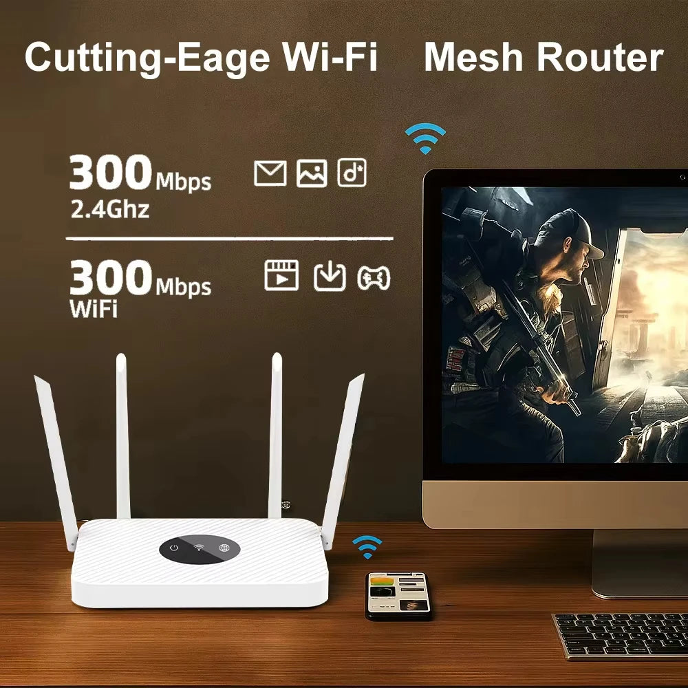 Wifi Wireless Router Wifi Fiber Broadband High-speed Unlimited 4 Antennas 2.4ghz Strong Signal Ultra-fast Broadband Coverage