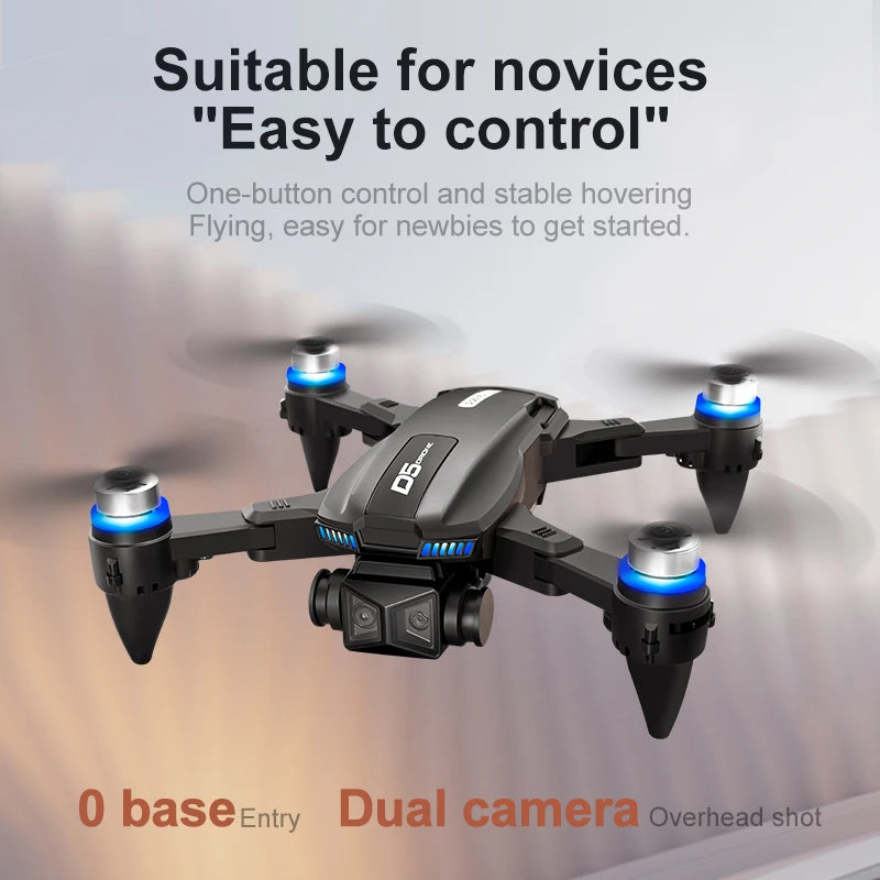 2026 New D5 Drone 4K Professional HD Dual Camera Brushless Obstacle Avoidance Foldable With Screen Control Quadcopters RC Drones