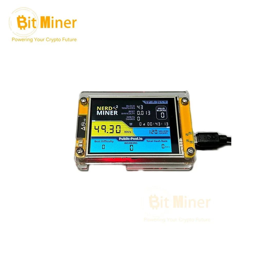 NerdMiner V2 350kh/s 2.8 Inch Mini Bitcoin Miner nm miner nmminers lottery miners BTC solo miner crypto lottery mining machine