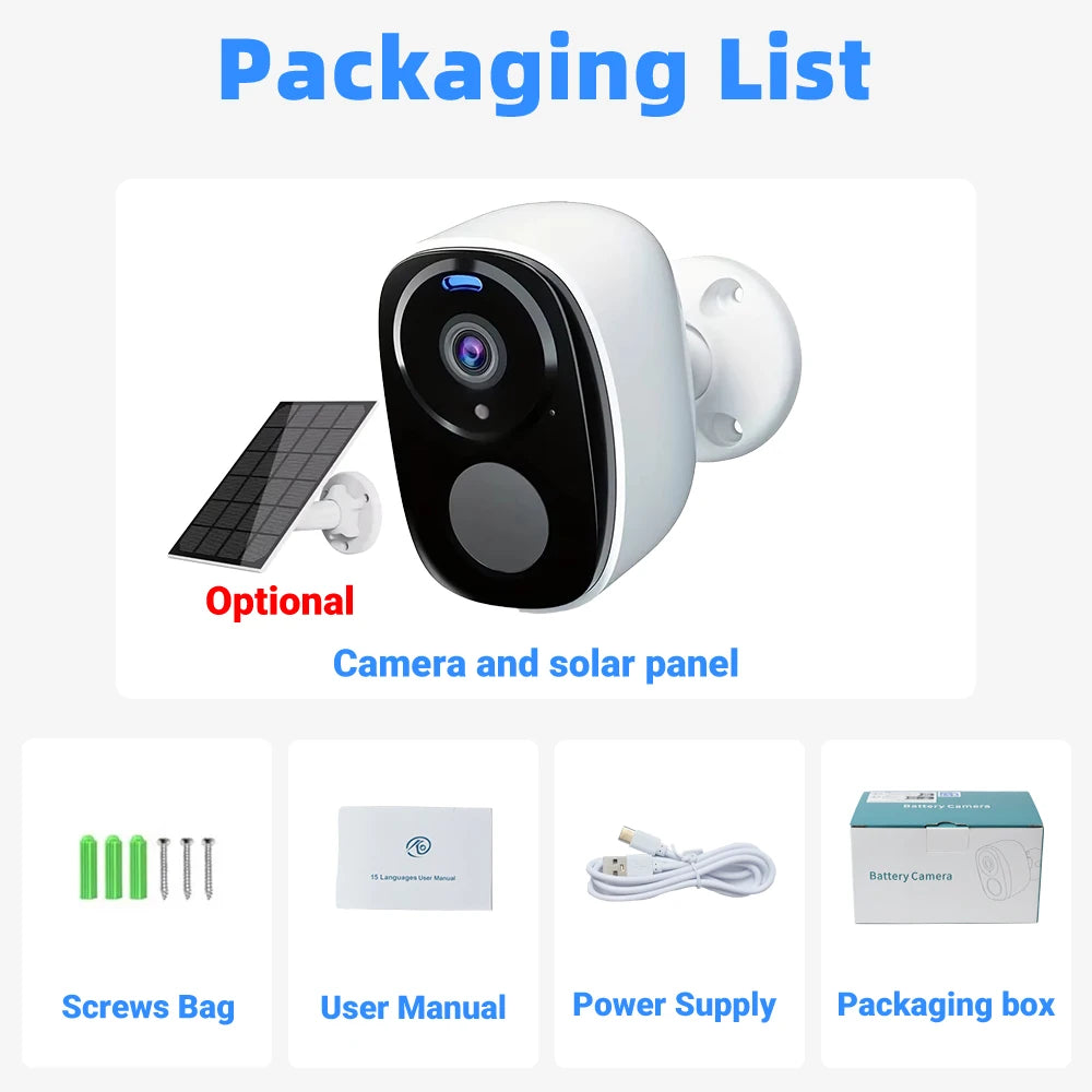 2K 4G Solar Security Camera WiFi Outdoor PIR Motion Detection Color Night Vision Waterproof Battery Powered 2-Way Audio Home