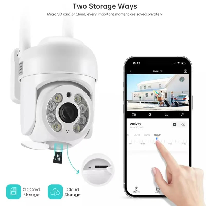 WiFi Security Camera IP Wireless Security Surveillance IP66 PTZ Camera 8X Zoom Cameras Tracking Two-way Audio HD Night Color Cam