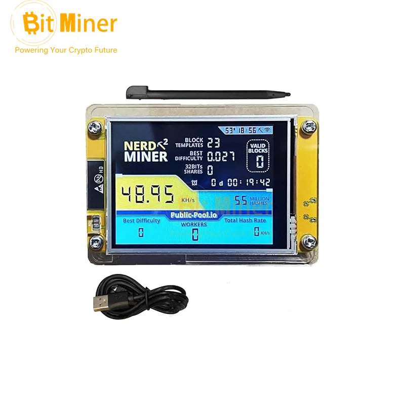 NerdMiner V2 350kh/s 2.8 Inch Mini Bitcoin Miner nm miner nmminers lottery miners BTC solo miner crypto lottery mining machine