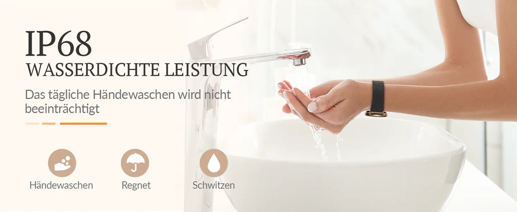 Smart watch for women, always-on display, IP67, fitness tracker with sleep monitoring/menstrual cycle, black gold