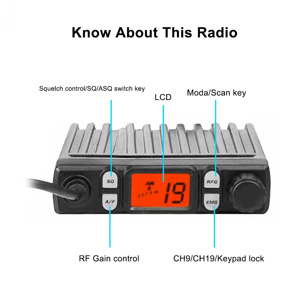 ANYSECU CB Radio CB-925 25.615-30.105MHz 8W 10 Meter Radio AM/FM Mini Citizen Band Transceiver