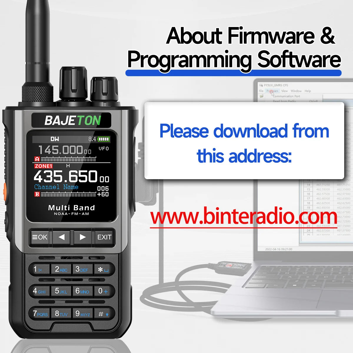 BAJETON BJ-8300 Ham Radio SW AM SSB CB Amateur Wireless Bluetooth Phone Programming Walkie Talkie NOAA Handheld Two Way Radio