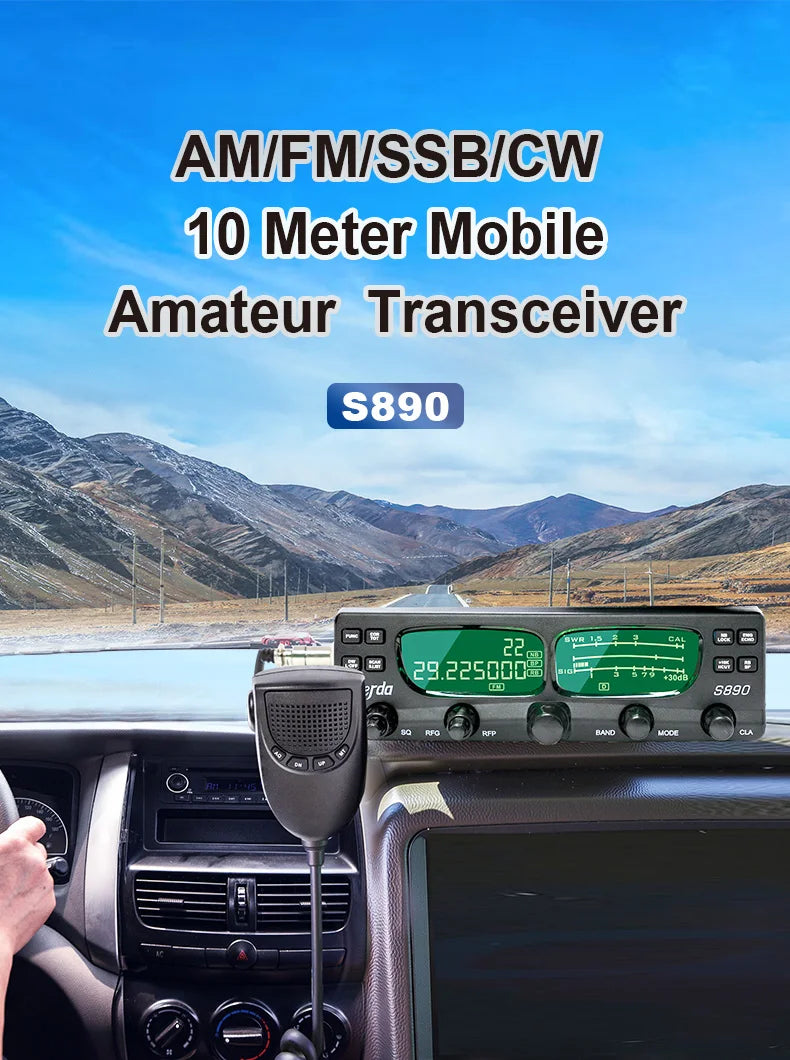 S890 AM FM SSB 27Mhz CB Radio 24.715-30.105 MHz HF Transceiver 40W High Power Long Range Walkie Talkie