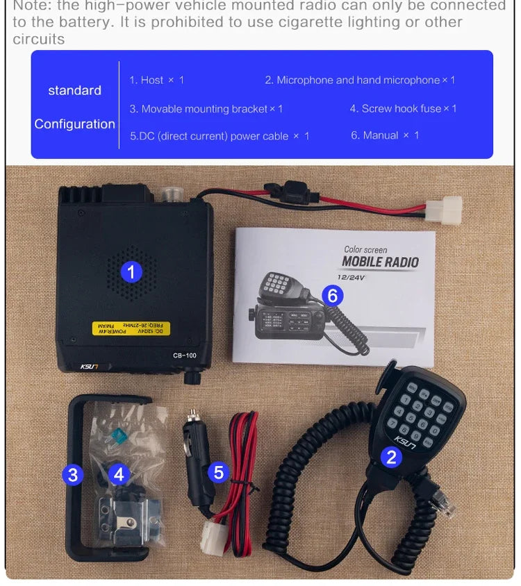 Mobile Walkie Talkie Radio Receiver Shortwave Transceiver AM FM SSB 27MHz Vehicle Mouted Base Station Car CB Radio for Truck Car