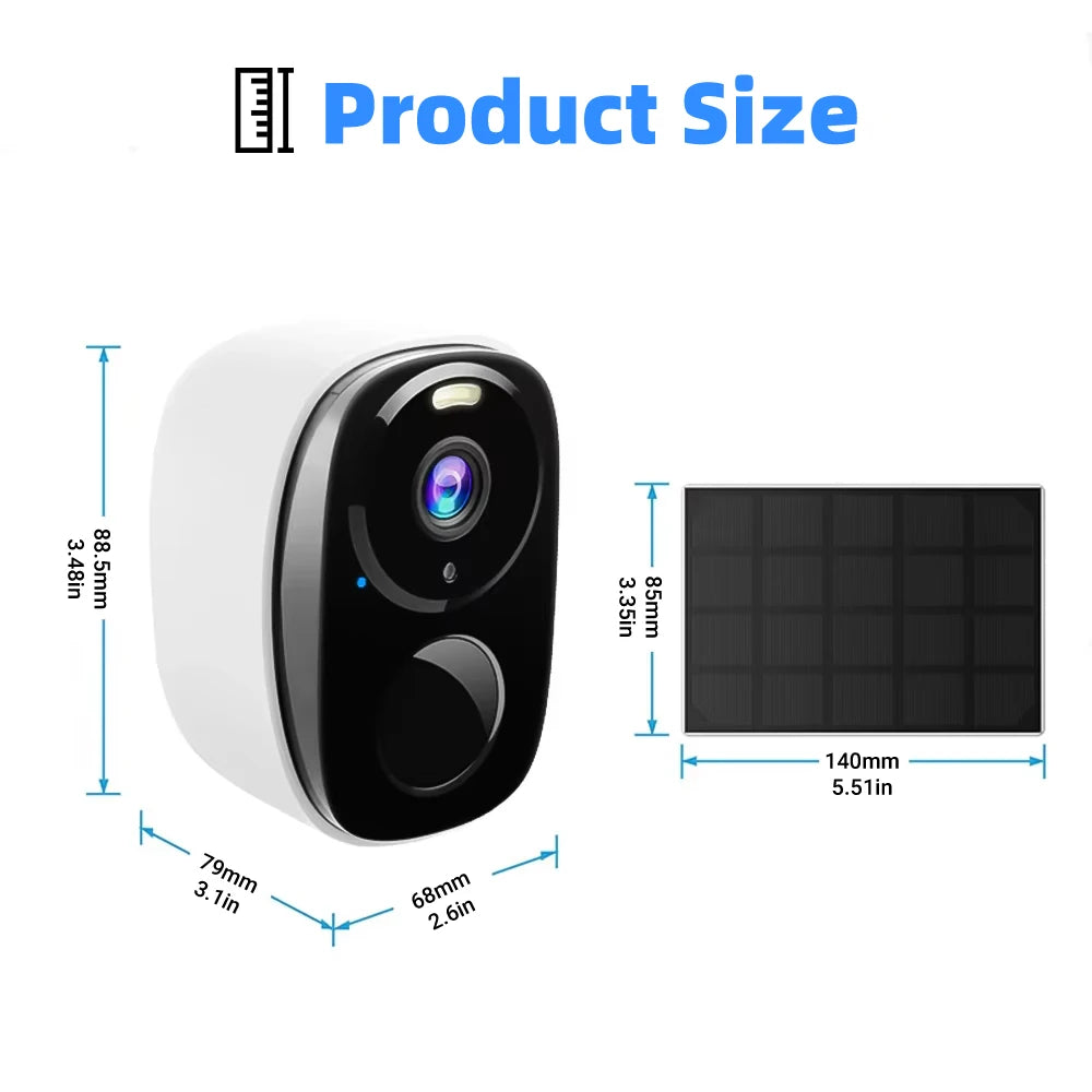 2K 4G Solar Security Camera WiFi Outdoor PIR Motion Detection Color Night Vision Waterproof Battery Powered 2-Way Audio Home