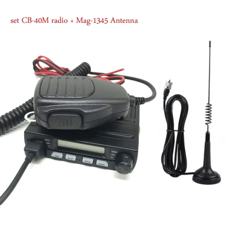 CB-40M Citizen Band Radio AM/FM Mini Mobile CB Radio AR-925 25.615--30.105MHz 8W Amateur Car Radio Station + Mag-1345 Antenna