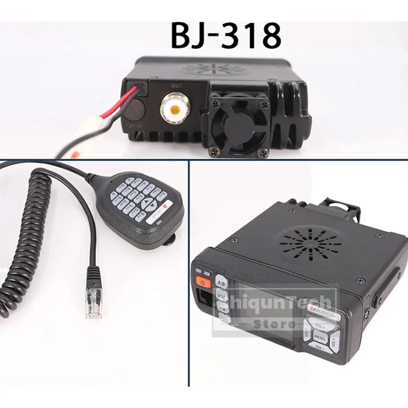 Baojie BJ-318 Mini Car Radio Station Mobile Radio 20/25W VHF/UHF Dual Band 256CH Tri-Power CB Transceiver Long Range Car Radios