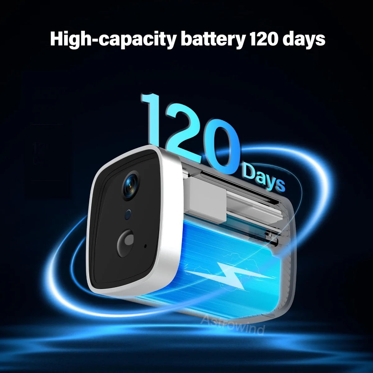 WiFi Security Camera 120° Wide Angle HD Night Vision APP remote operation for car camping house garage home monitoring system