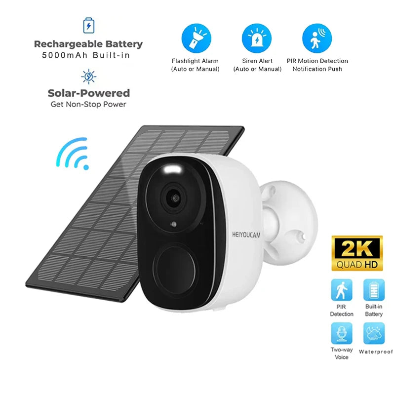 Security Cameras Wireless Outdoor, 2K 3MP Battery Powered WiFi Security Camera with Spotlight Siren, 2-Way Audio, Waterproof