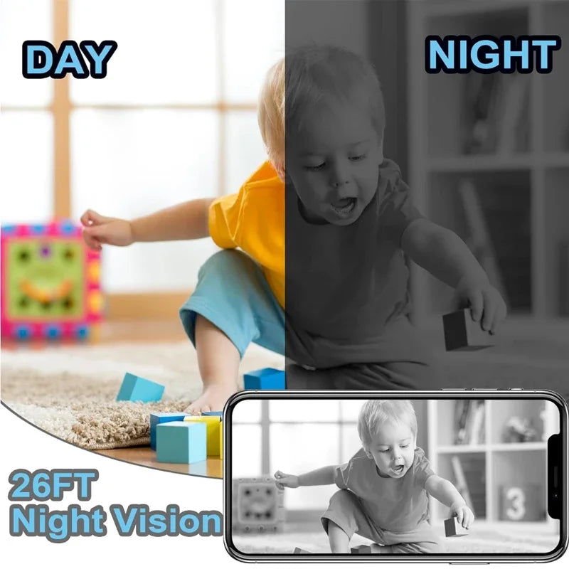Wireless Mini WiFi Security Camera with Night Vision Motion Detection Rechargeable Battery Easy to Mount & App-Controlled