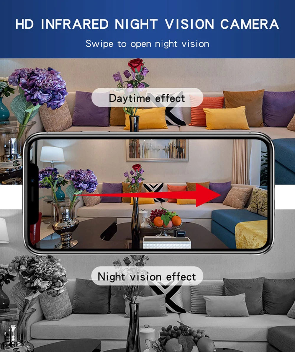 Wireless Mini WiFi Security Camera with Night Vision Motion Detection Rechargeable Battery Easy to Mount & App-Controlled