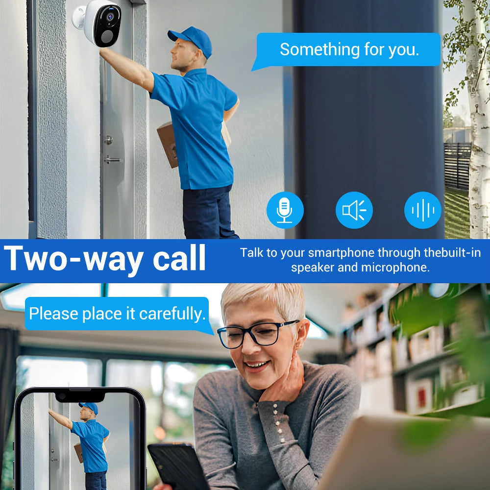 2K 4G Solar Security Camera WiFi Outdoor PIR Motion Detection Color Night Vision Waterproof Battery Powered 2-Way Audio Home