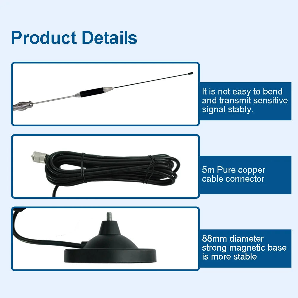 CB Antenna 27MHZ CB Radio Antenna Portable Indoor Outdoor Magnetic CB Antenna Heavy Duty Magnet Mount Mobile Car Radio